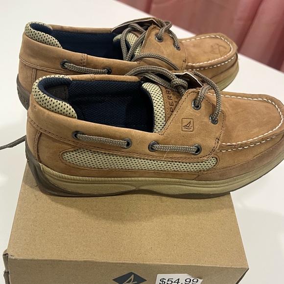 Sperry Lanyard boy's dark tan and Navy Boat Shoes - Picture 4 of 8